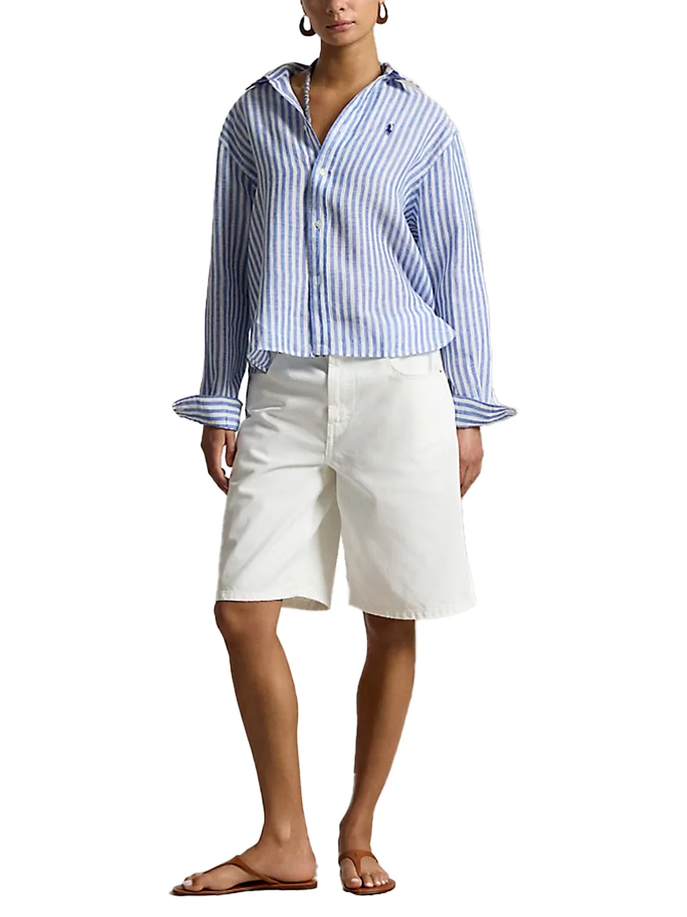 Ralph Lauren Linen Shirt Blue/White - Image 3