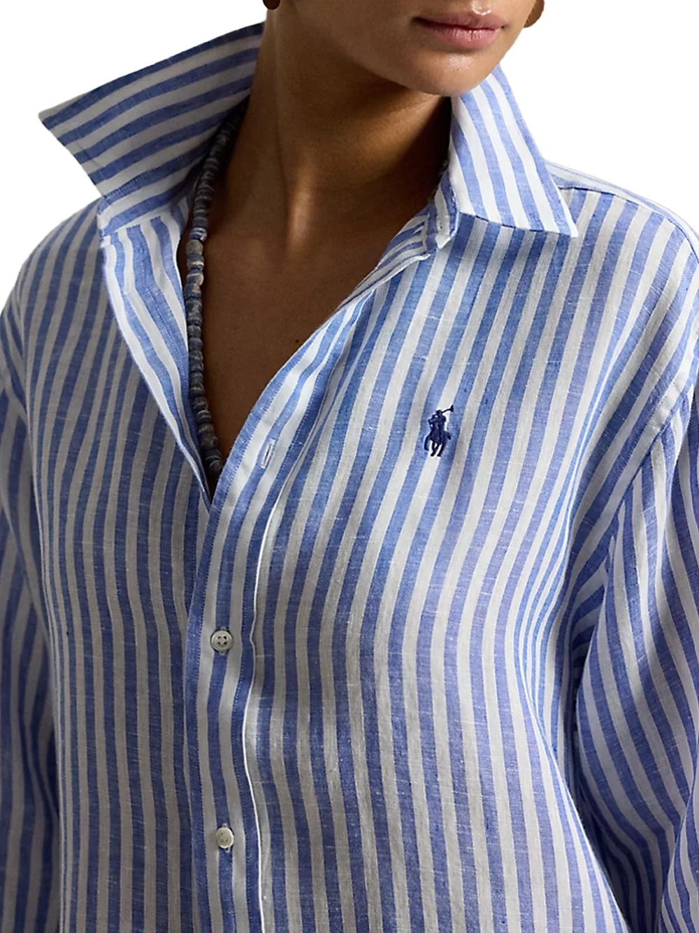 Ralph Lauren Linen Shirt Blue/White - Image 4