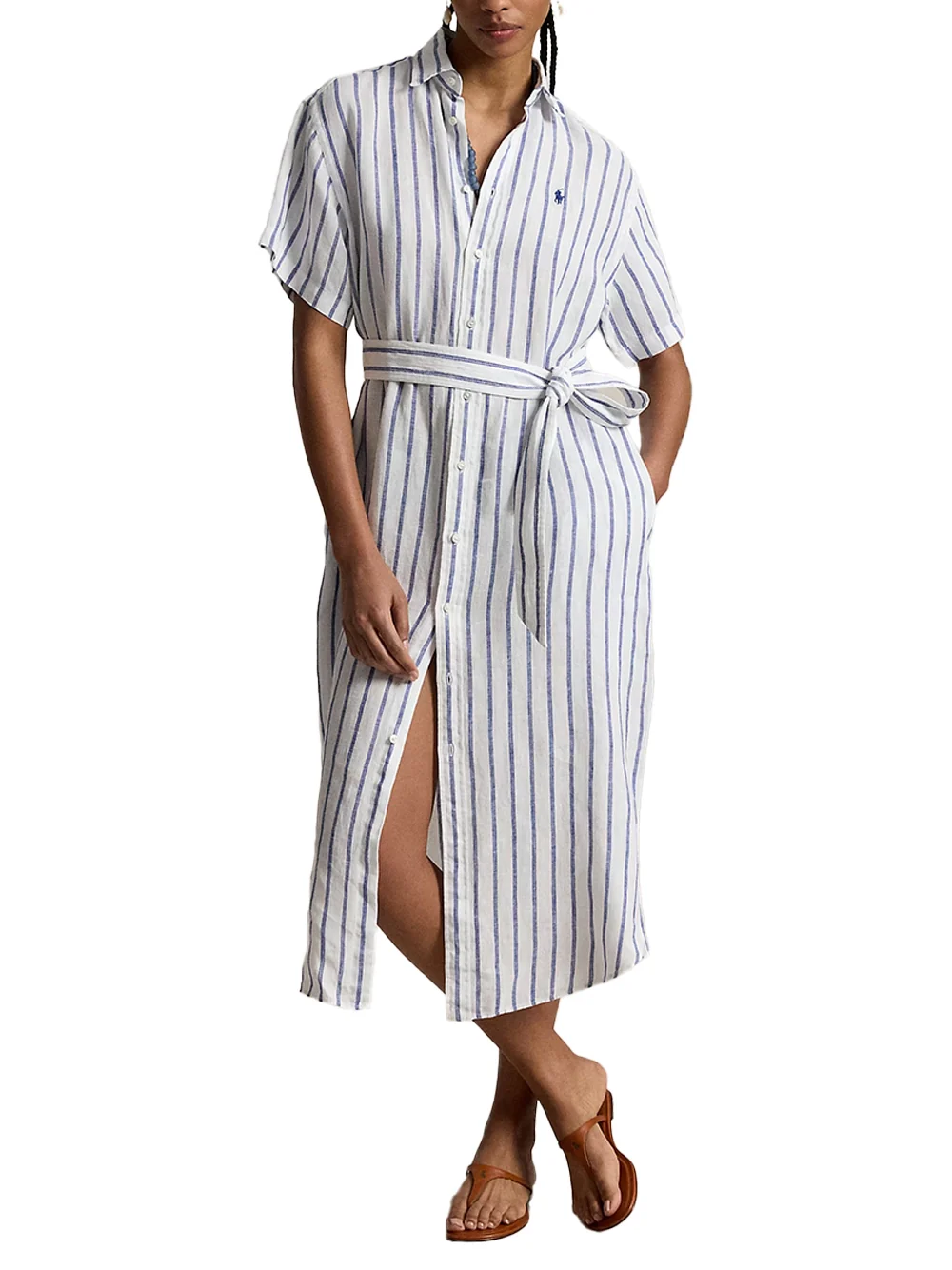 Ralph Lauren Midi Dress White Blue - Image 2