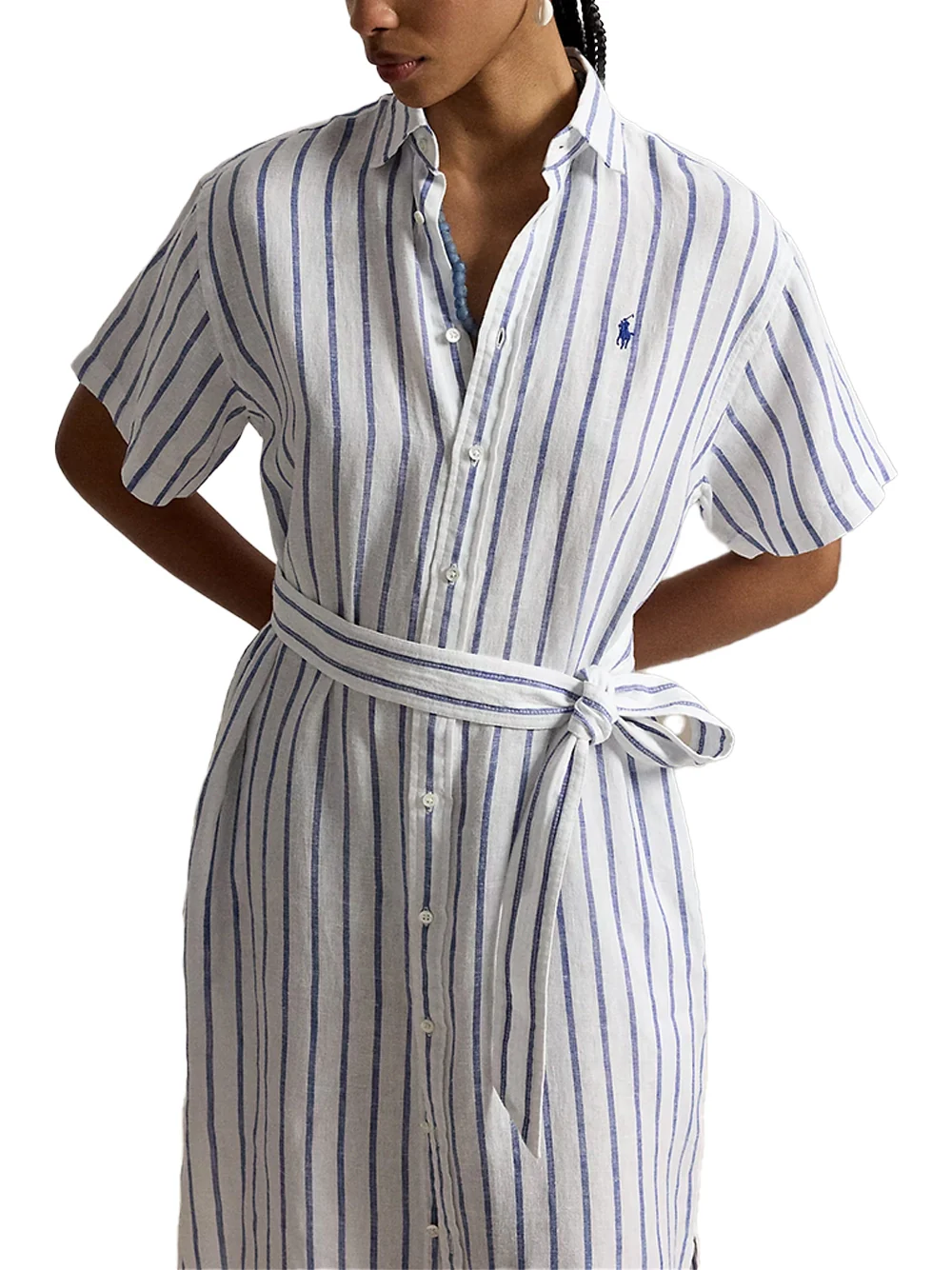 Ralph Lauren Midi Dress White Blue - Image 3