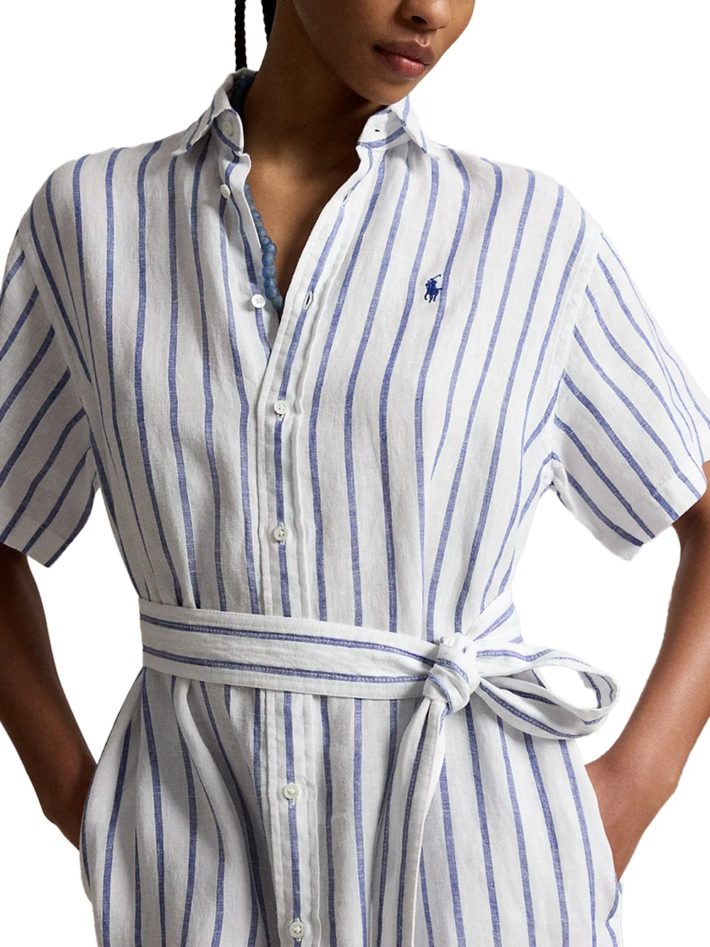 Ralph Lauren Midi Dress White Blue - Image 4