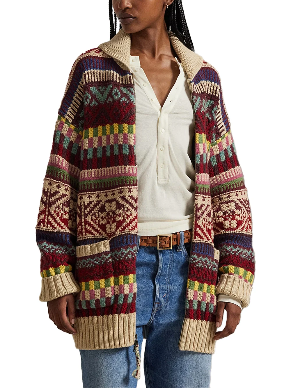 Polo Ralph Lauren Wool Cardigan Brick Multi - Image 4