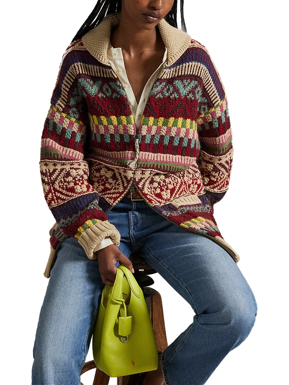 Polo Ralph Lauren Wool Cardigan Brick Multi - Image 5