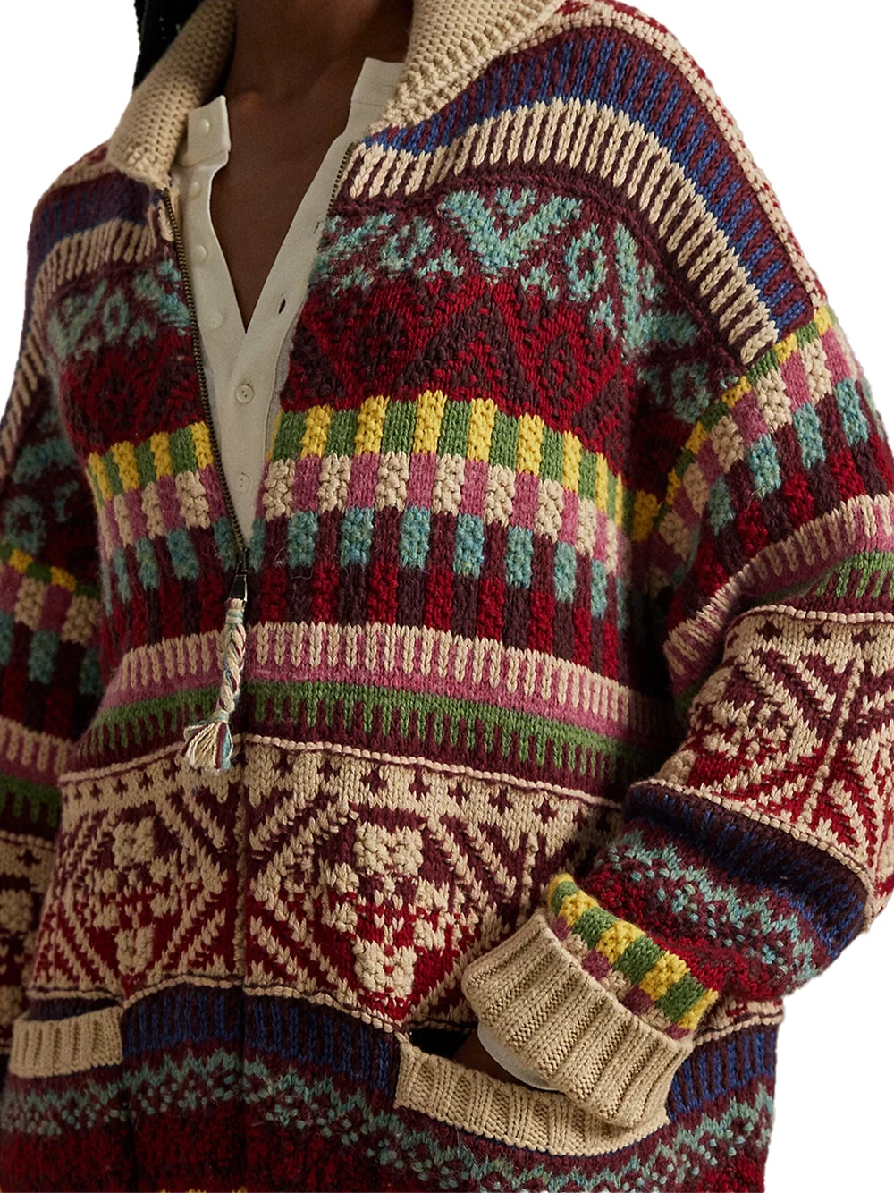 Polo Ralph Lauren Wool Cardigan Brick Multi - Image 6