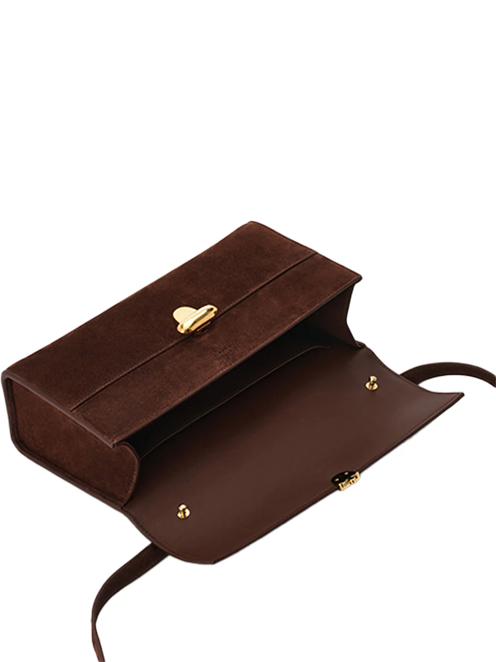 Savette symmetry 26 crossbody bag in suede Espresso - Image 4