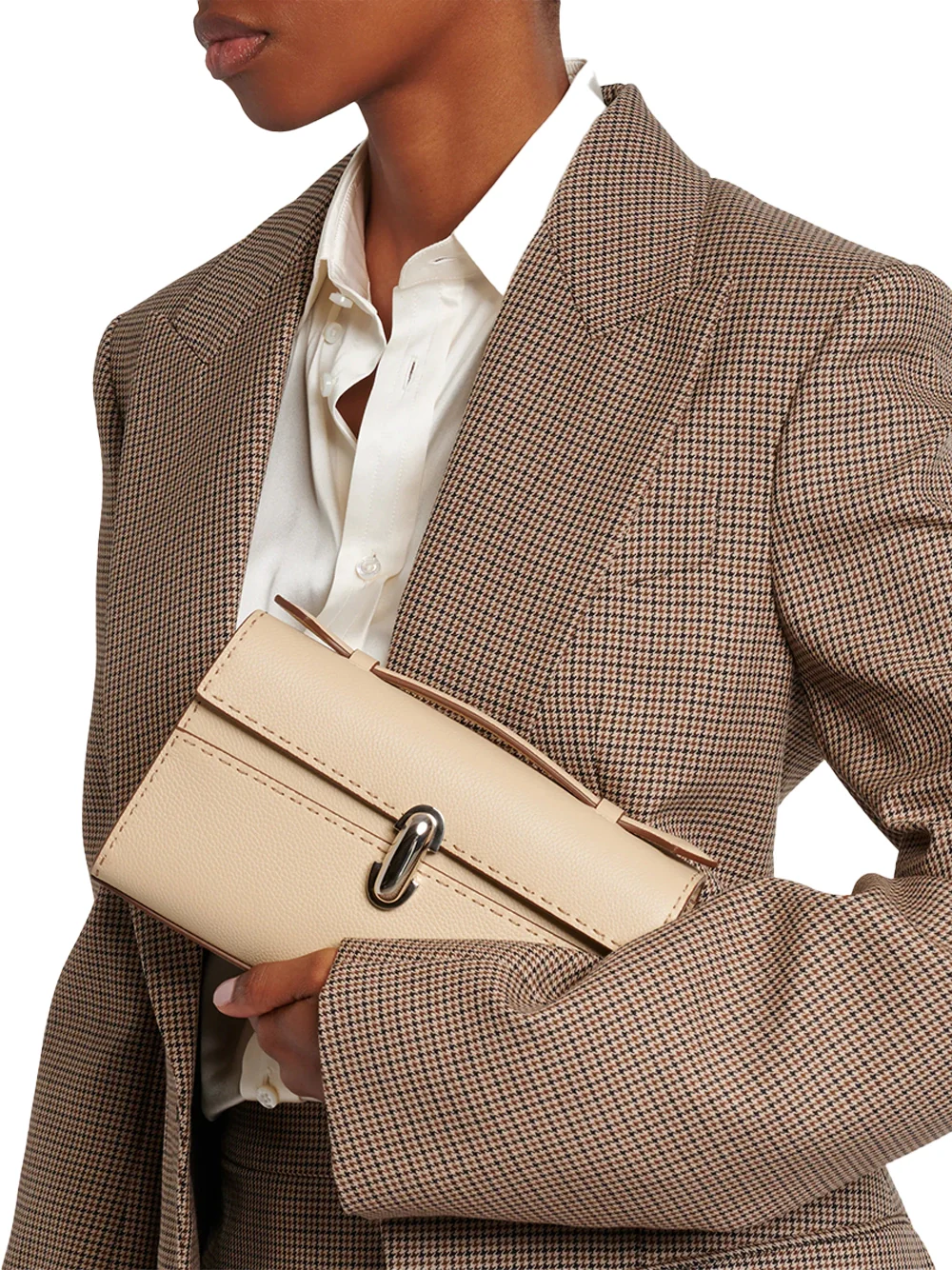 Savette symmetry pochette in grained leather Bone Bag - Image 3