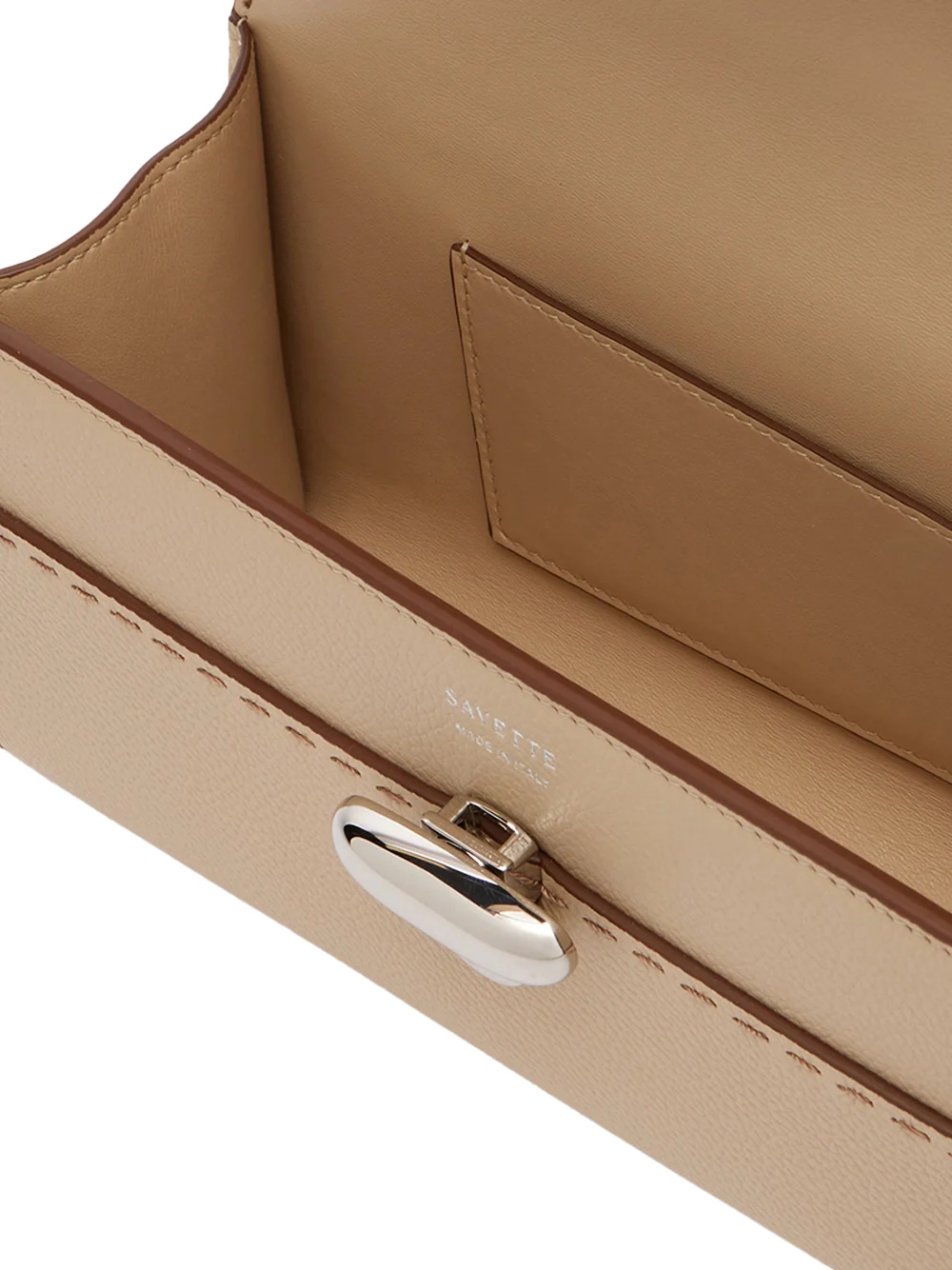 Savette symmetry pochette in grained leather Bone Bag - Image 5