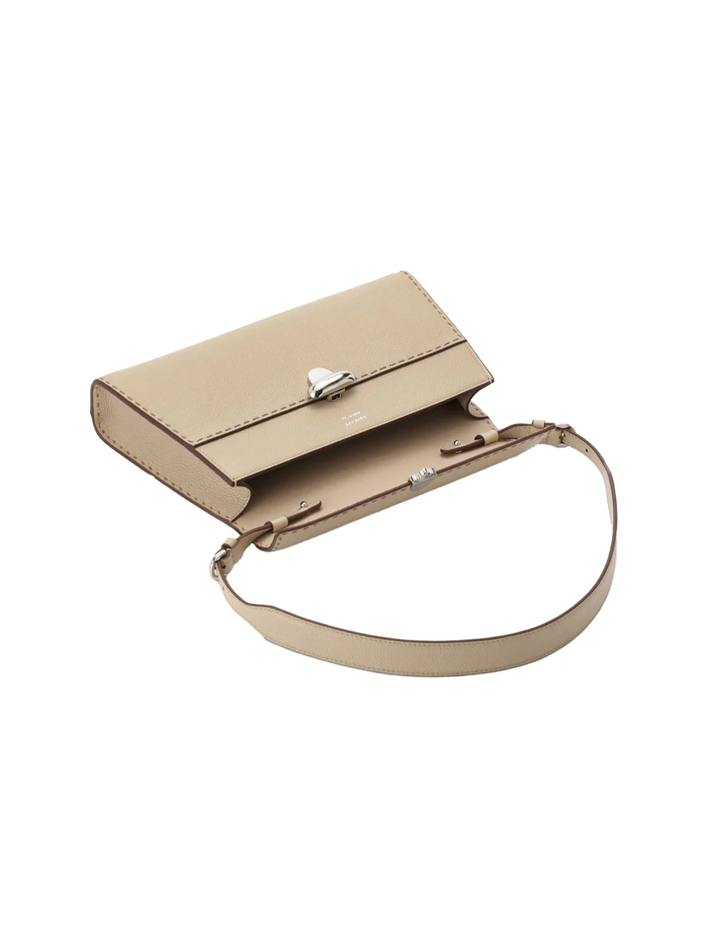 Savette symmetry shoulder bag in grained leather Bone - Image 3