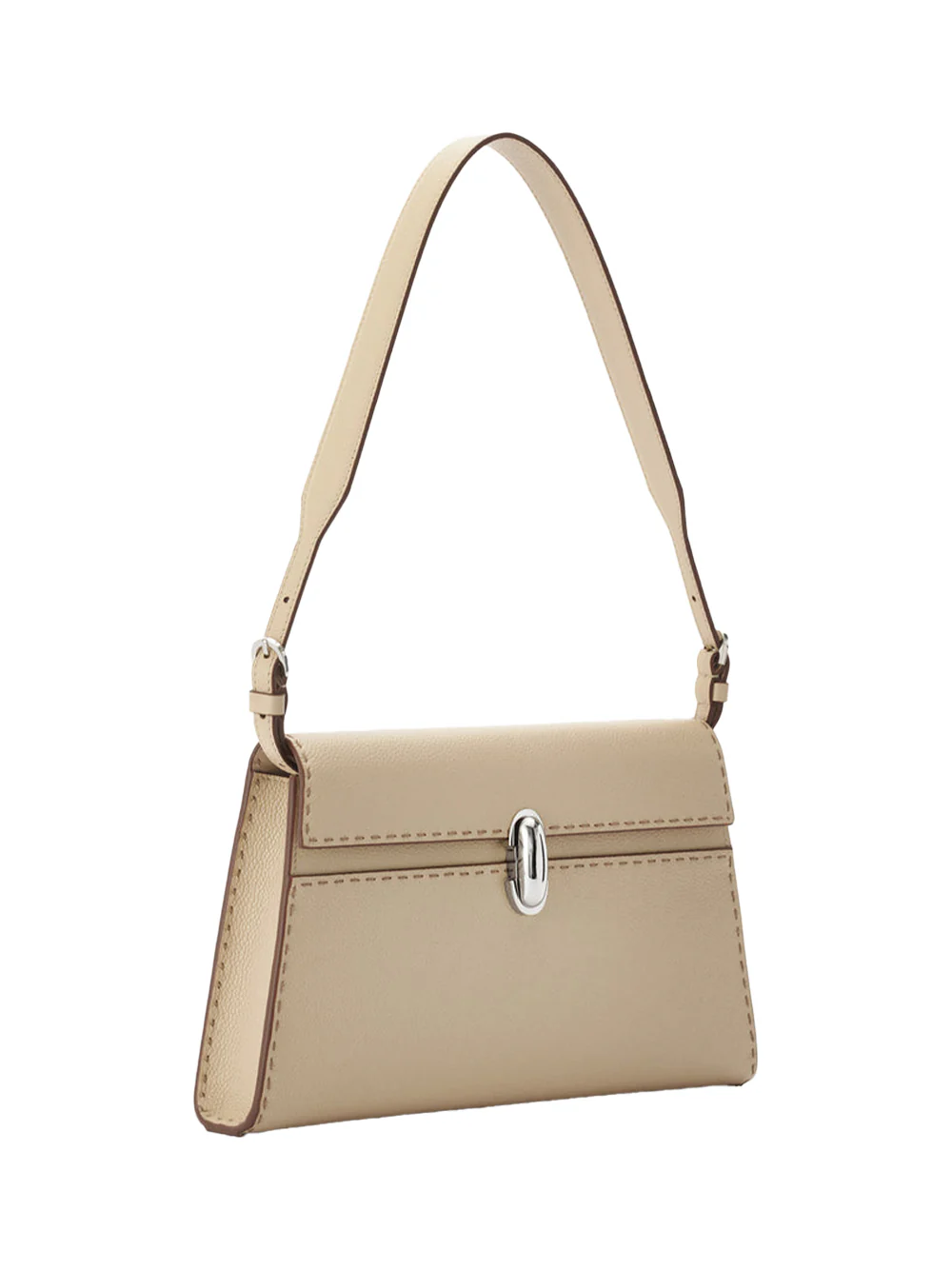 Savette symmetry shoulder bag in grained leather Bone - Image 4