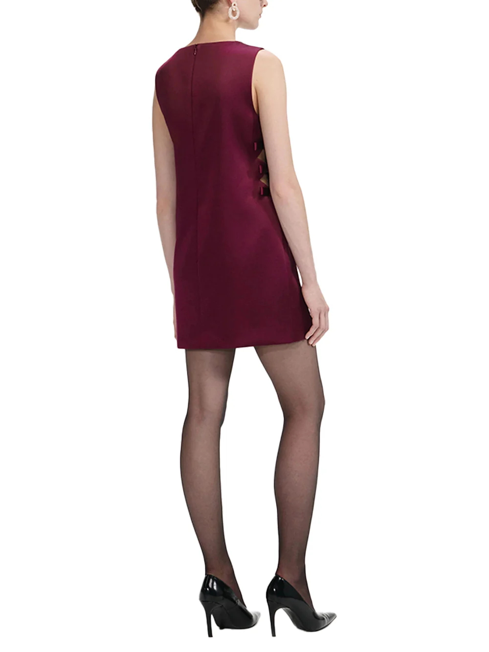 Self-Portrait Satin Mini Dress Burgundy - Image 6