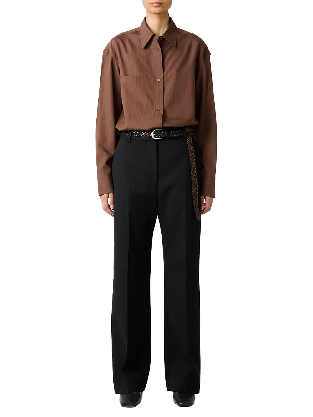 Studio Nicholson Leto Stripe Shirt Brown - Image 3