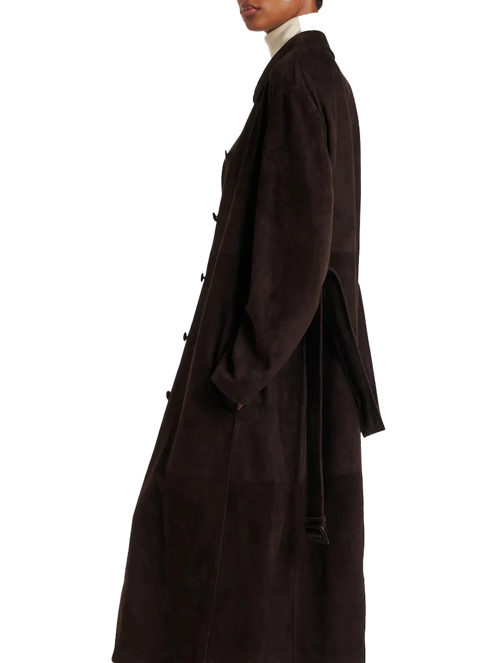 The Row Kendra Suede Coat Chestnut Brown - Image 3