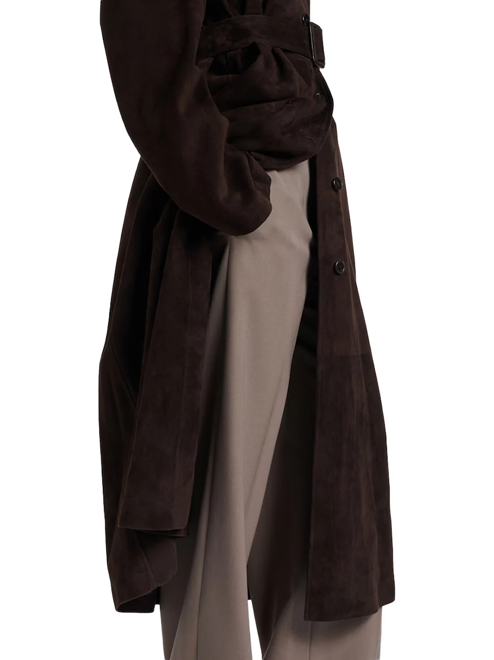 The Row Kendra Suede Coat Chestnut Brown - Image 5