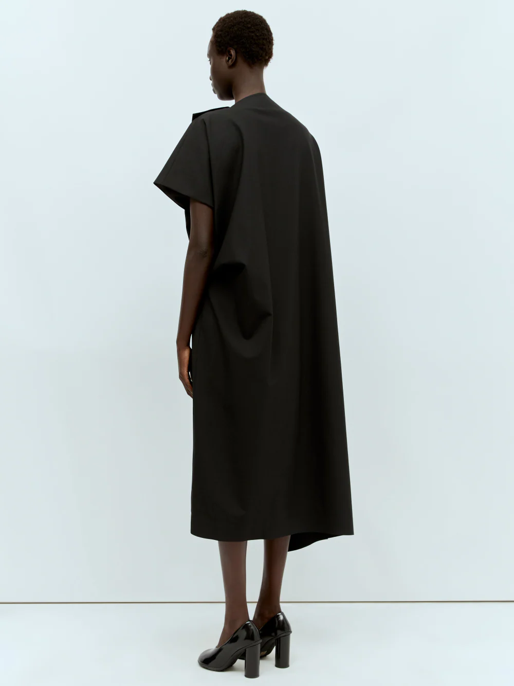 The Row Leonie Asymmetric Drape Dress Black - Image 3