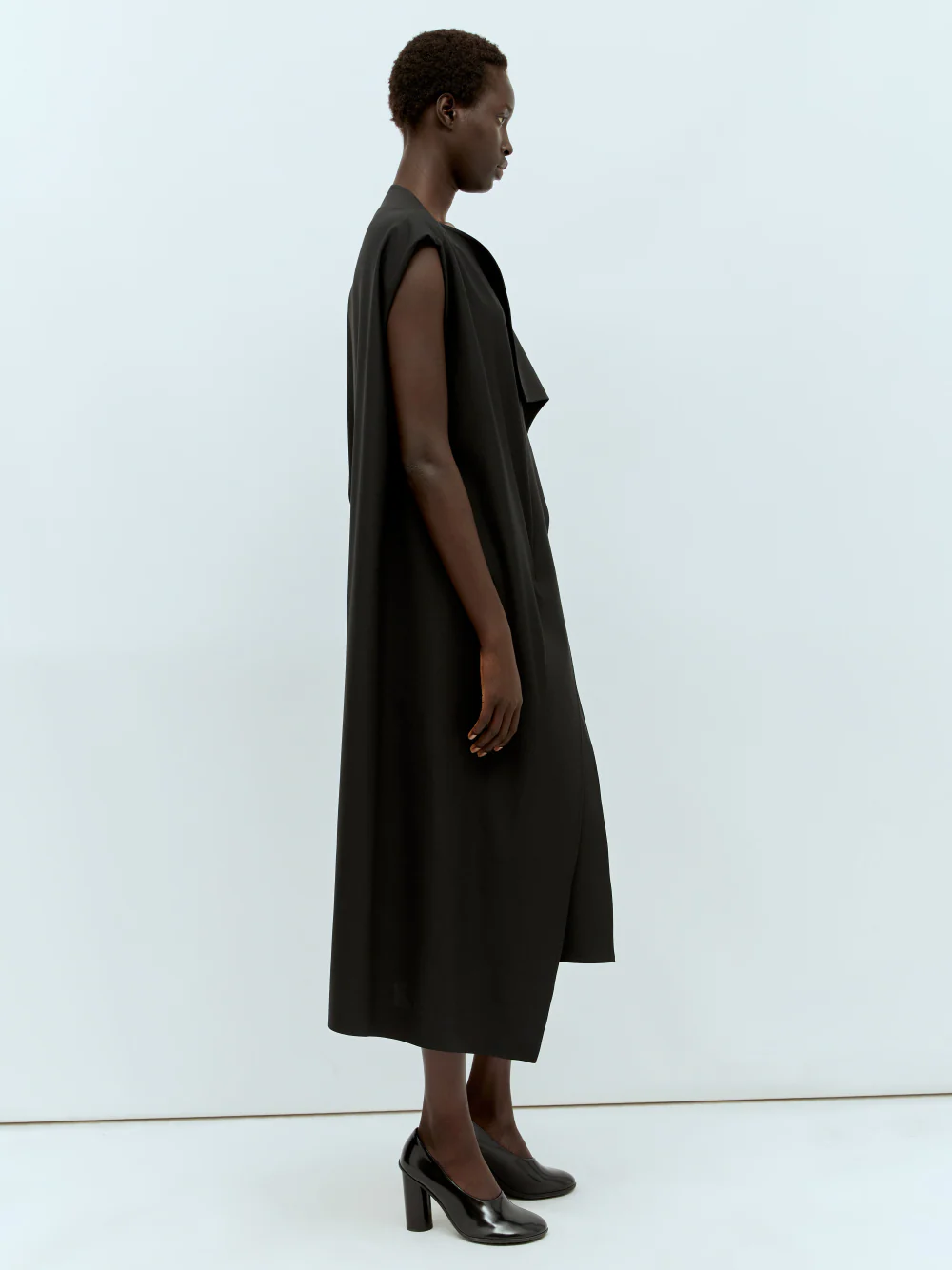 The Row Leonie Asymmetric Drape Dress Black - Image 4