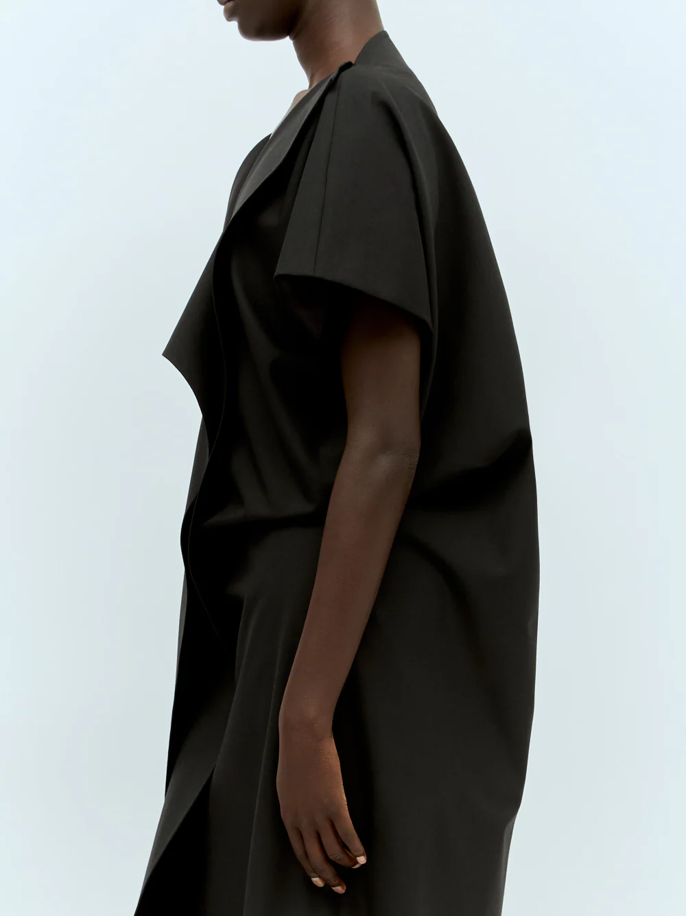 The Row Leonie Asymmetric Drape Dress Black - Image 5