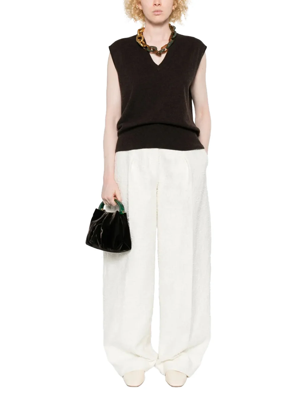 The Row V-neck Sleeveless Pullover Brown - Image 3