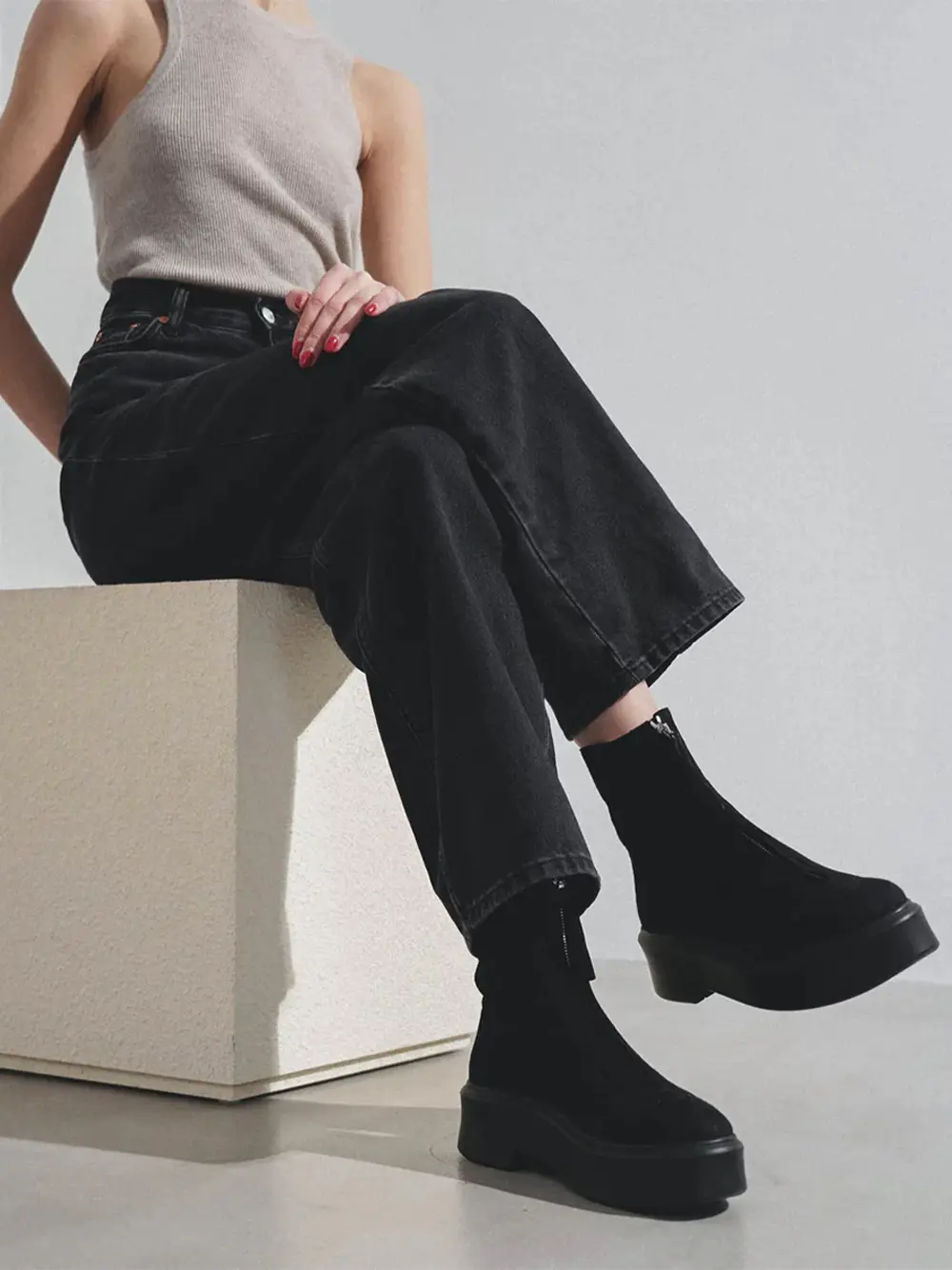 The Row Zipped Boot Black - Image 2