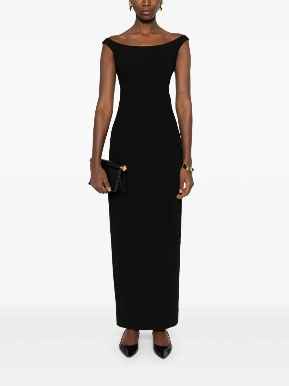 Toteme Curved Off-Shoulder Dress Black - Image 3