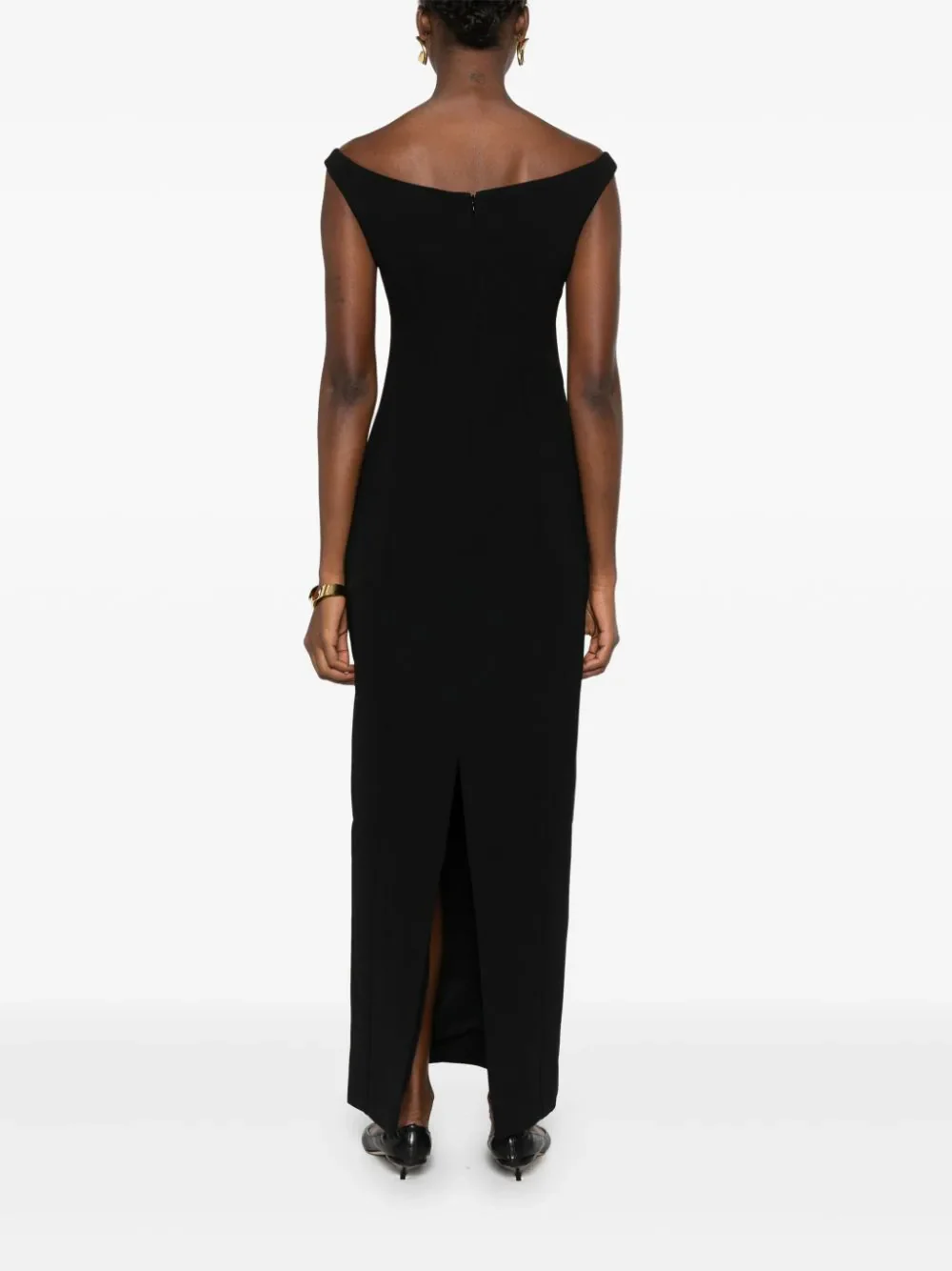 Toteme Curved Off-Shoulder Dress Black - Image 7