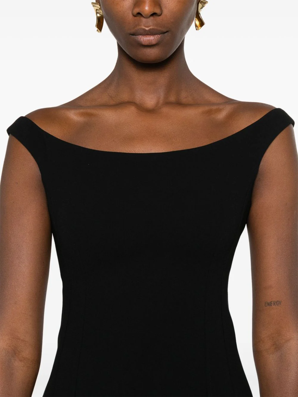 Toteme Curved Off-Shoulder Dress Black - Image 9
