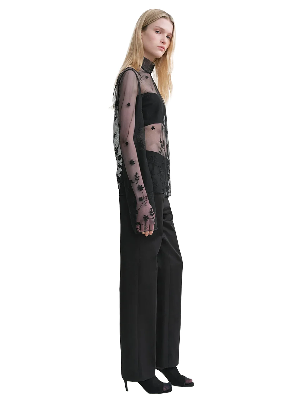 Toteme Floral Tulle Blouse Black - Image 3