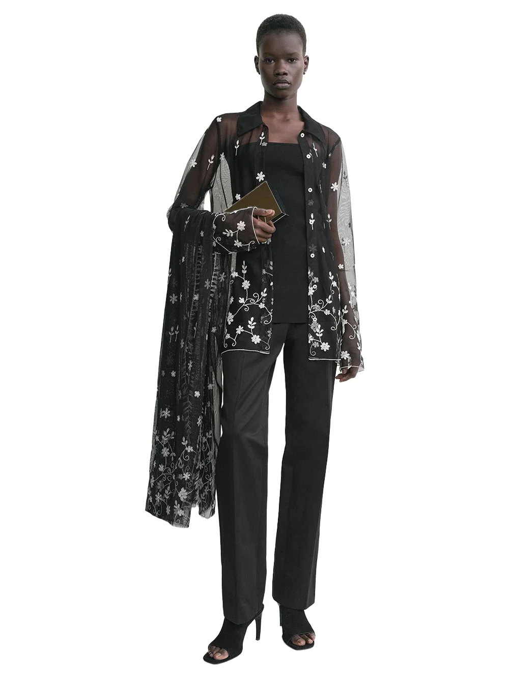 Toteme Floral Tulle Shirt Bk/white - Image 2