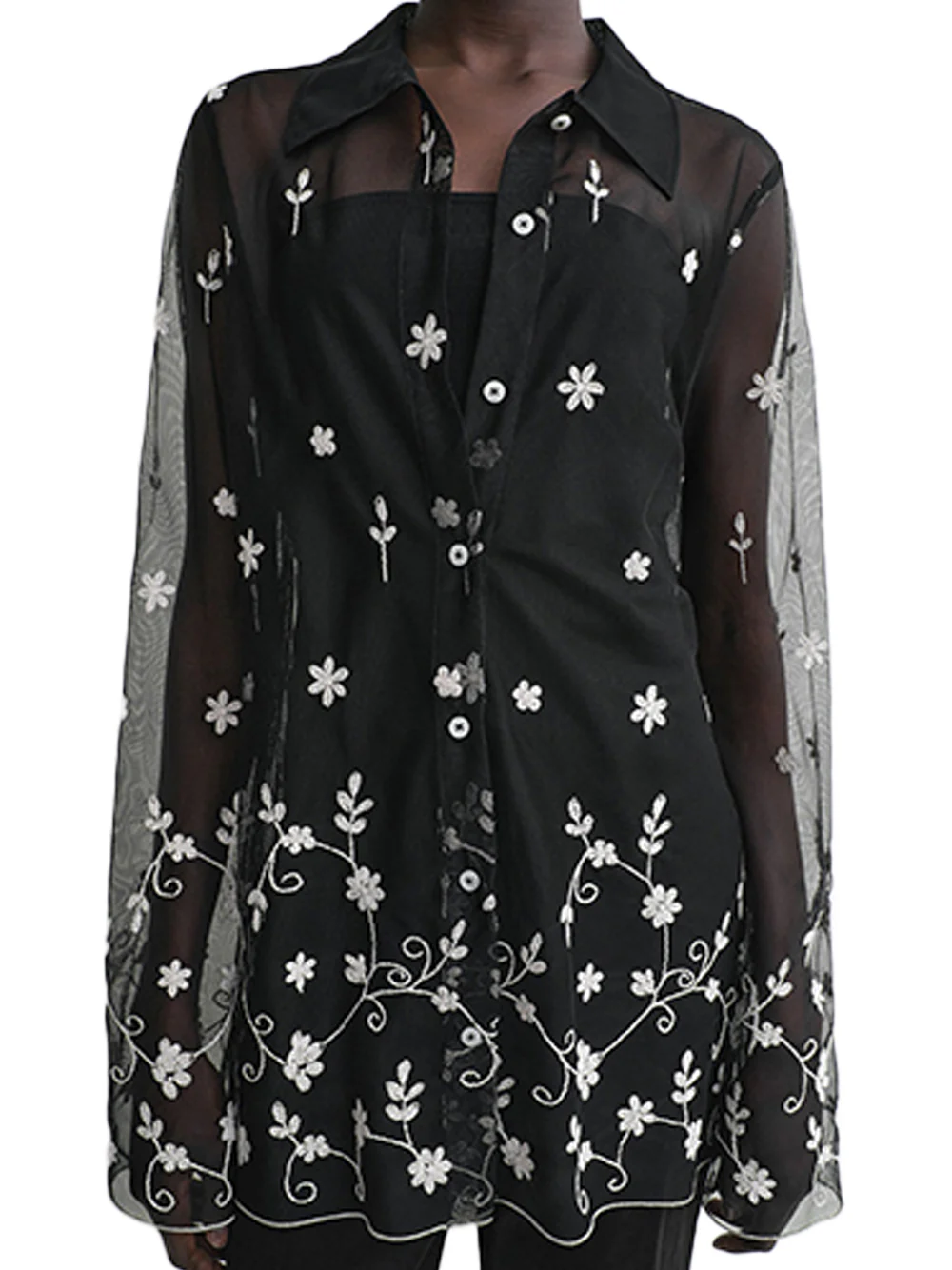 Toteme Floral Tulle Shirt Bk/white - Image 5