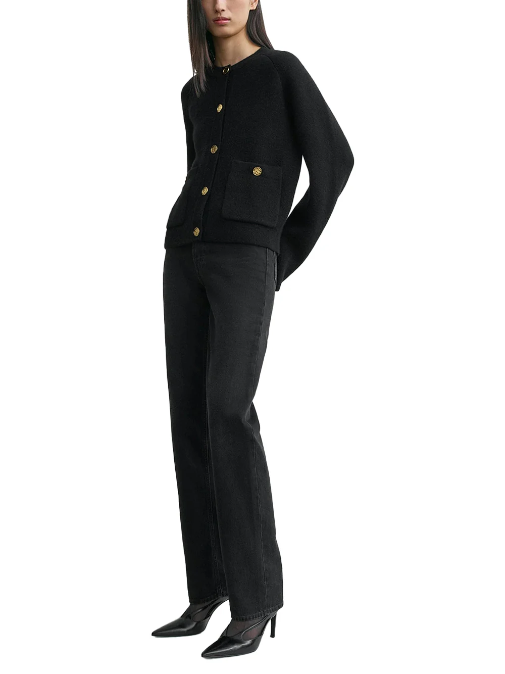 Toteme Hammered Button Cardigan Black - Image 4