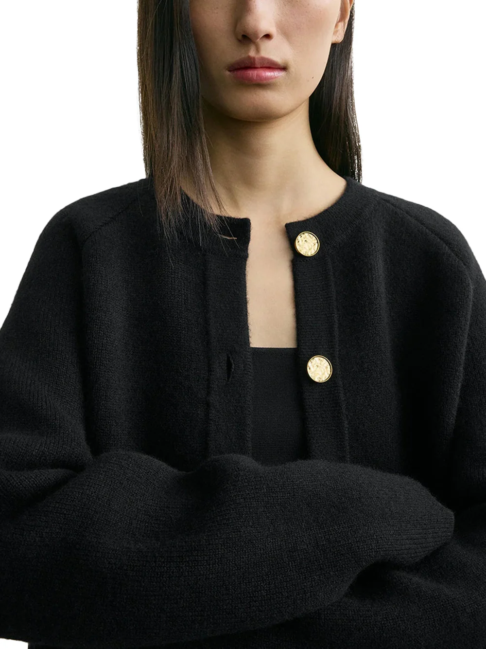 Toteme Hammered Button Cardigan Black - Image 5