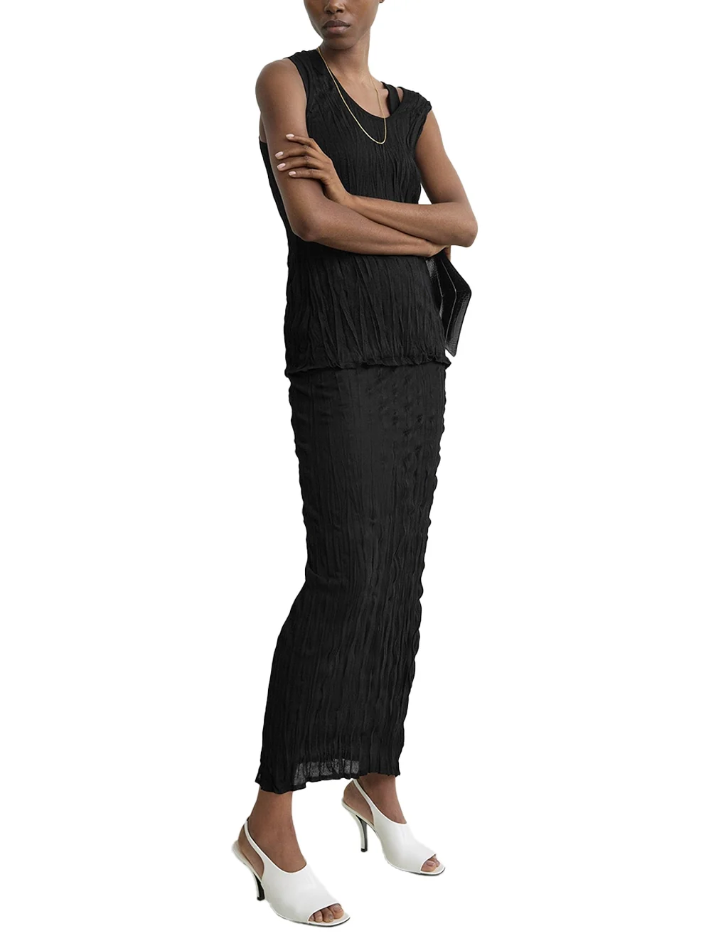 Toteme Crinkled Knit Skirt Black - Image 2
