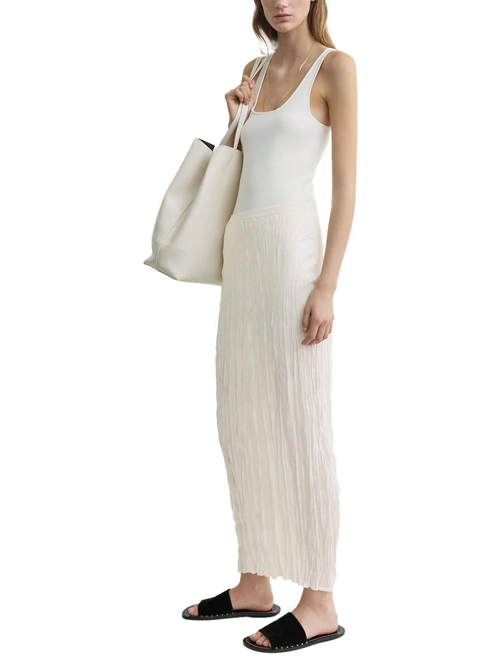 Toteme Crinkled Knit Skirt White - Image 3