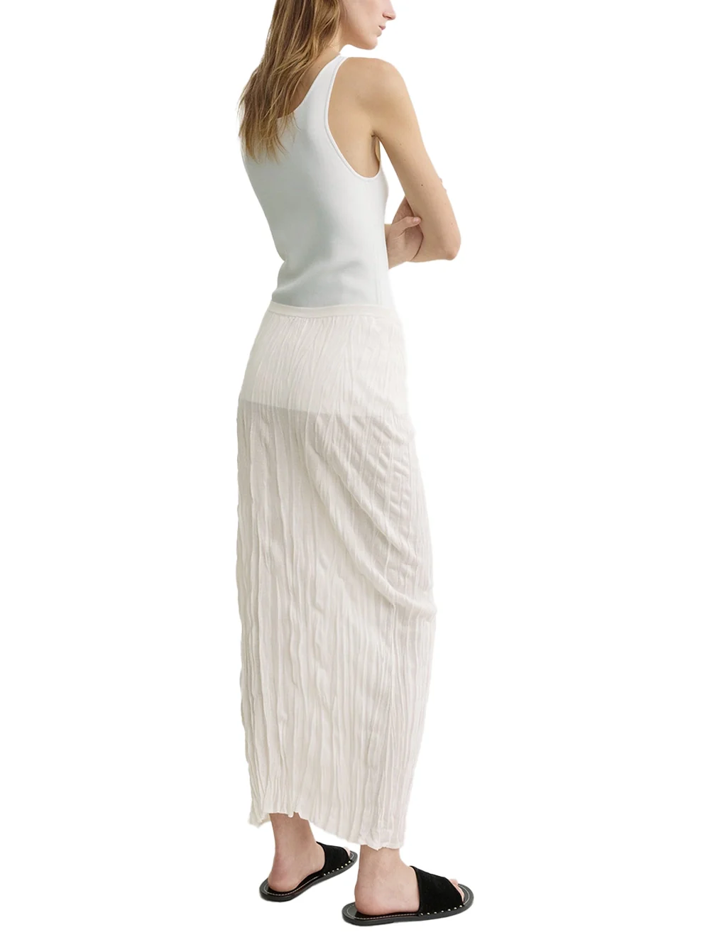 Toteme Crinkled Knit Skirt White - Image 4