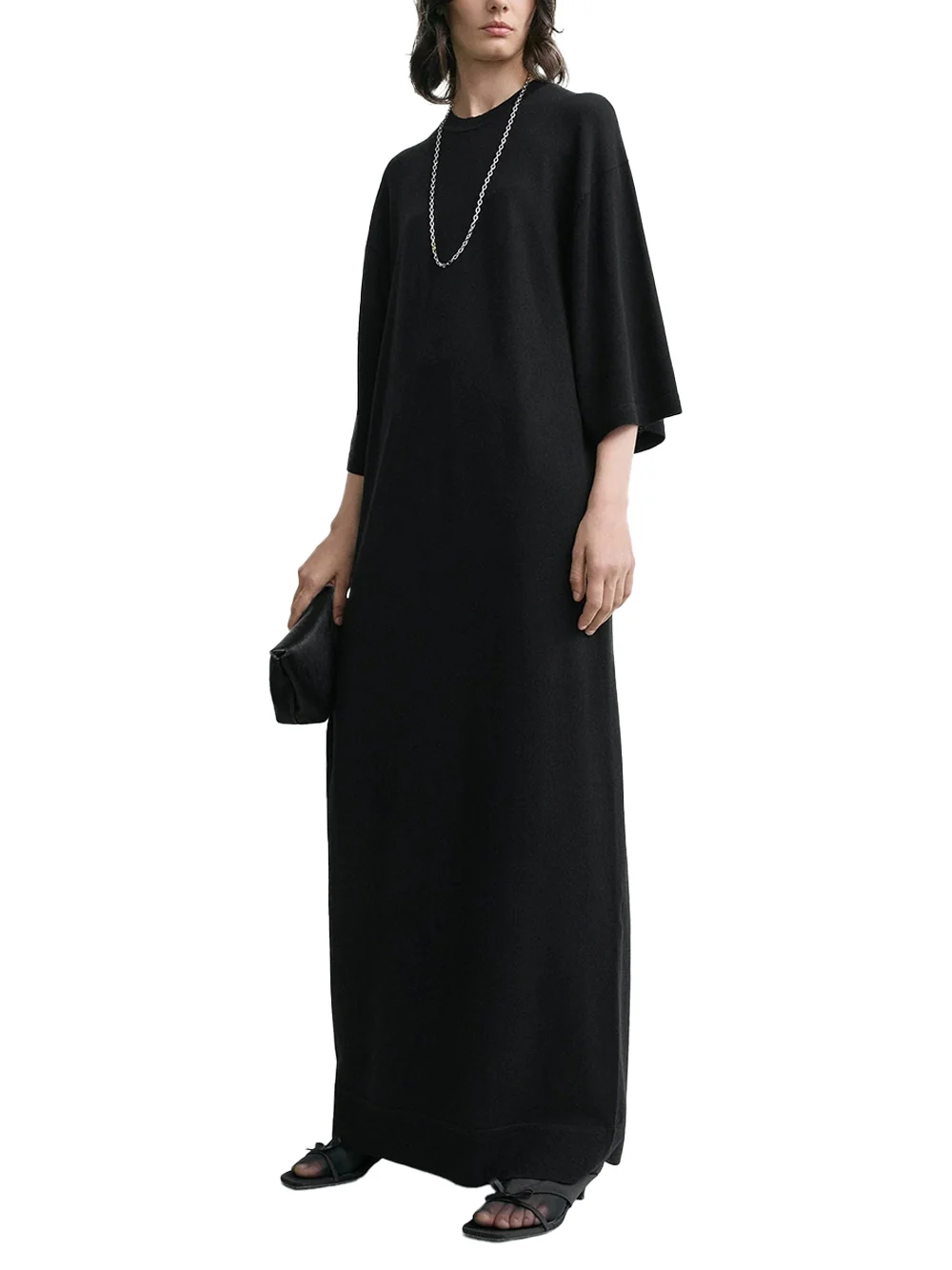 TOTEME Merino Knit Tee Dress Black - Image 2