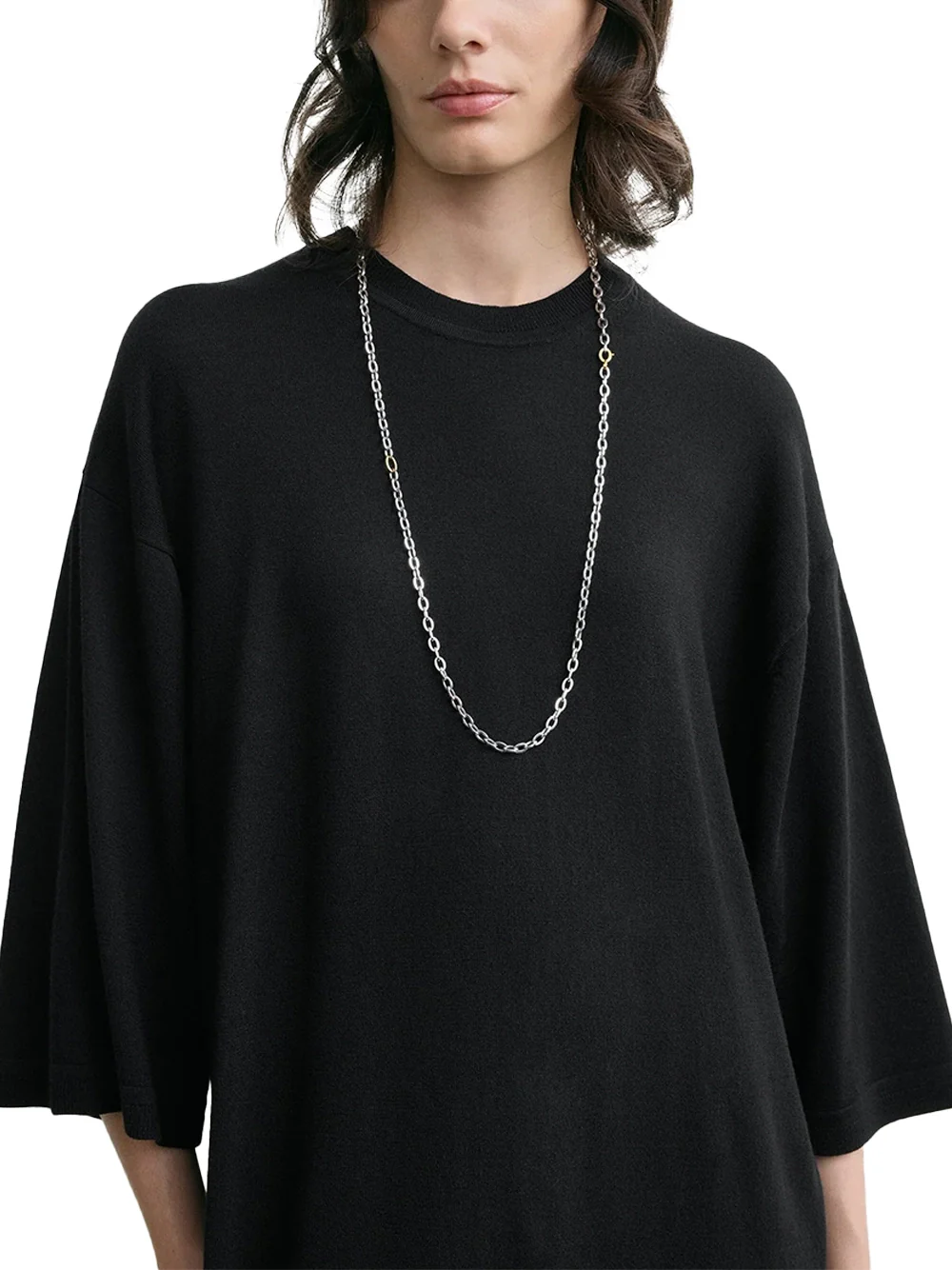 TOTEME Merino Knit Tee Dress Black - Image 3