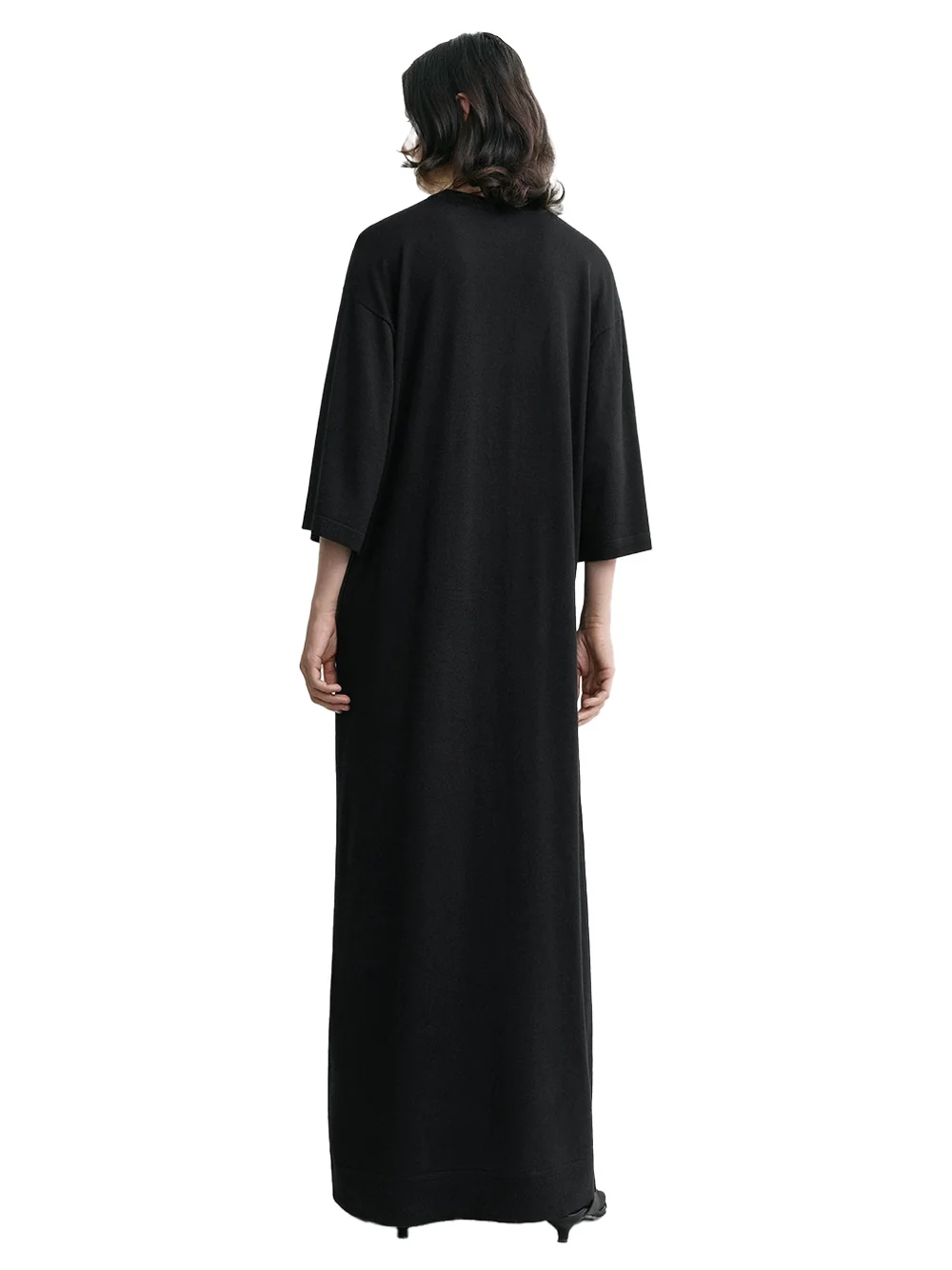TOTEME Merino Knit Tee Dress Black - Image 5