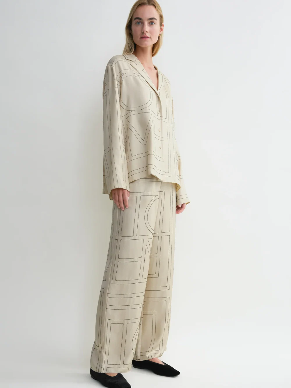 Toteme Monogram Silk Top Ivory - Image 3