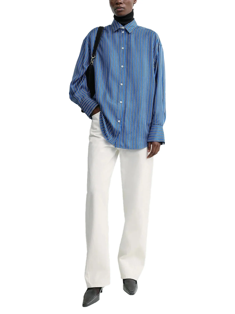 TOTEME Oversized Striped Shirt Blue/Navy - Image 2