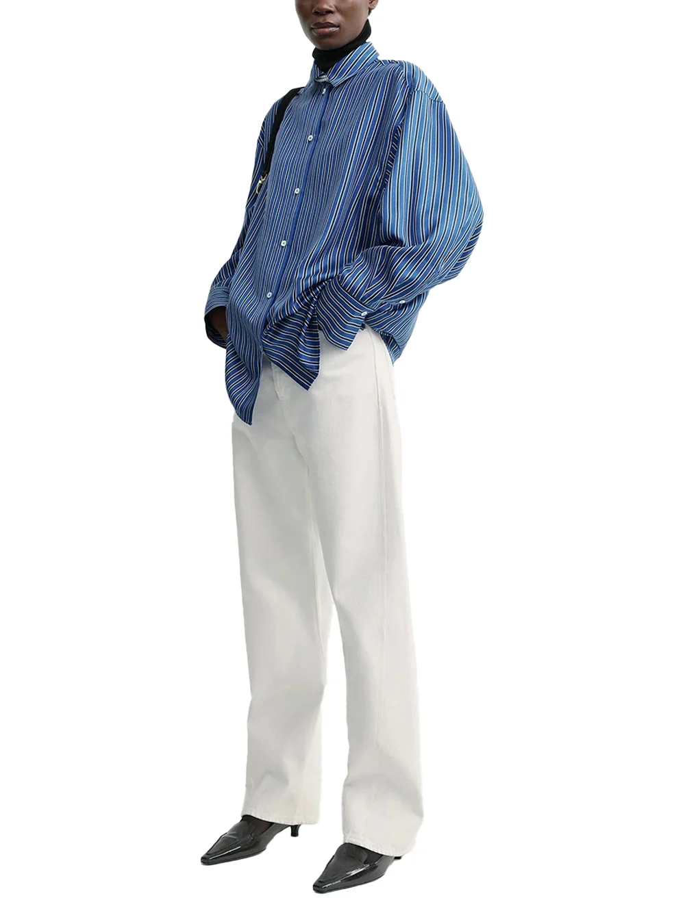 TOTEME Oversized Striped Shirt Blue/Navy - Image 3