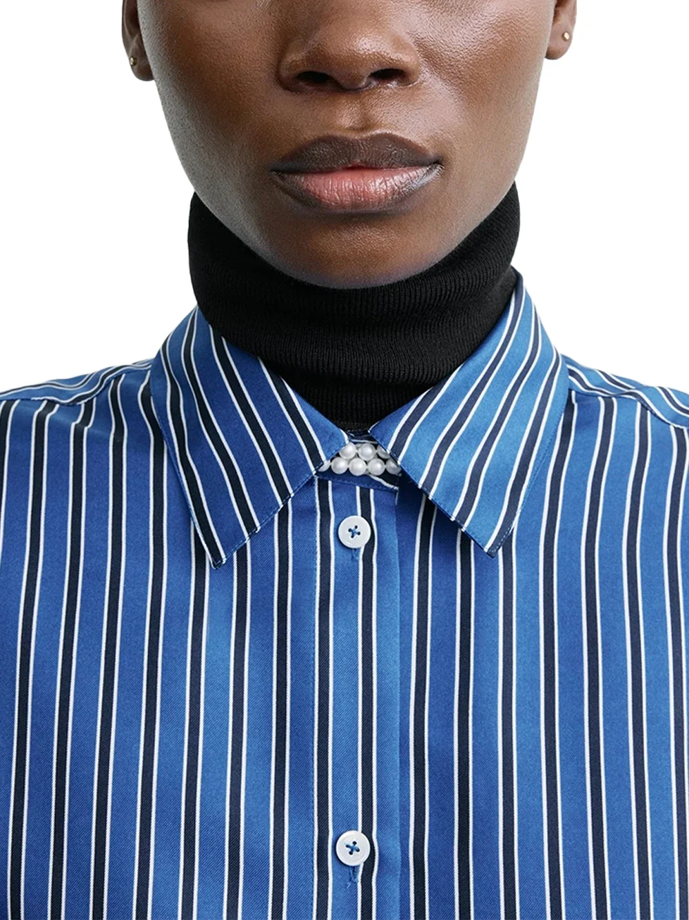 TOTEME Oversized Striped Shirt Blue/Navy - Image 4