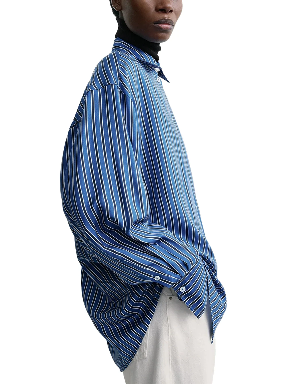 TOTEME Oversized Striped Shirt Blue/Navy - Image 5