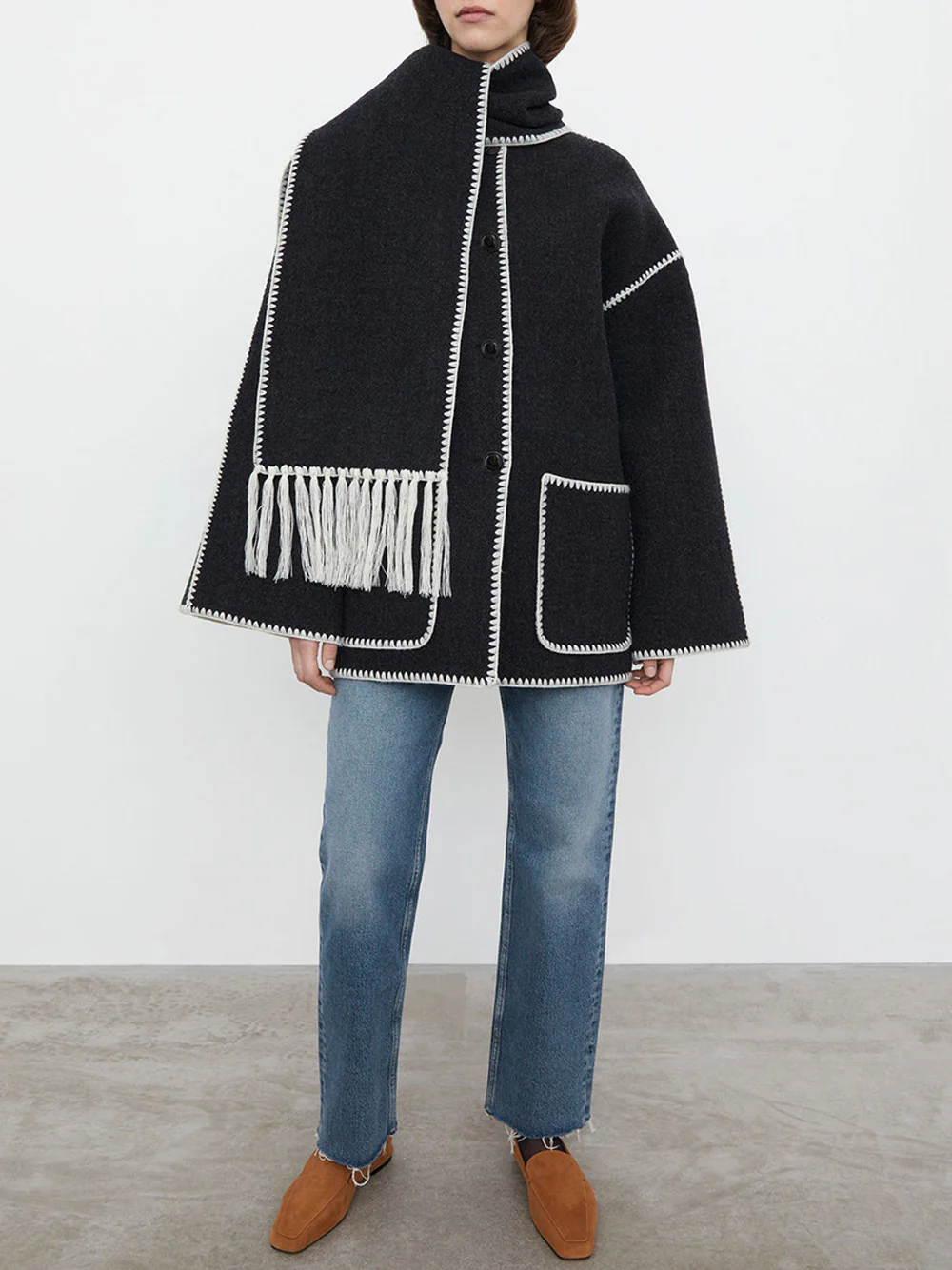Toteme Scarf Jacket Dark Grey - Image 3
