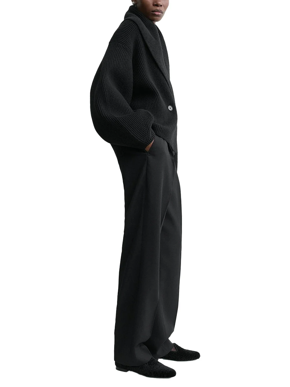 TOTEME Shawl-Lapel Cardigan Black - Image 4