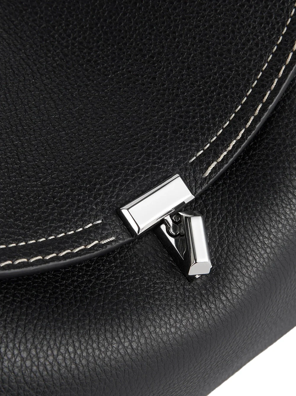 Toteme T-Lock Grained Leather Top Handle Bag Black - Image 6