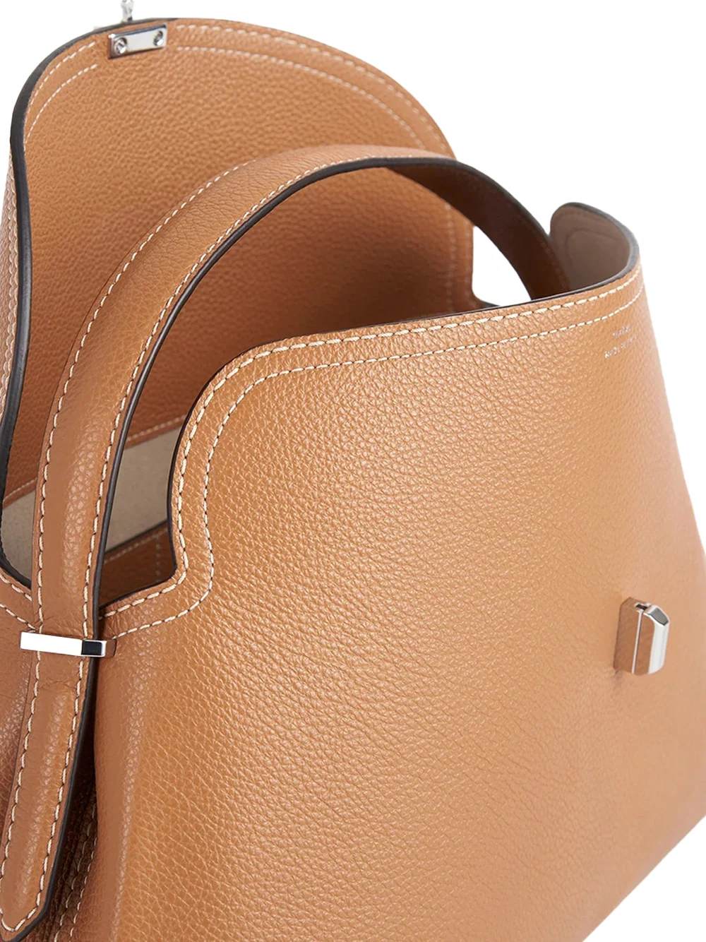 Toteme T-Lock Grained Leather Top Handle Bag Tan - Image 4