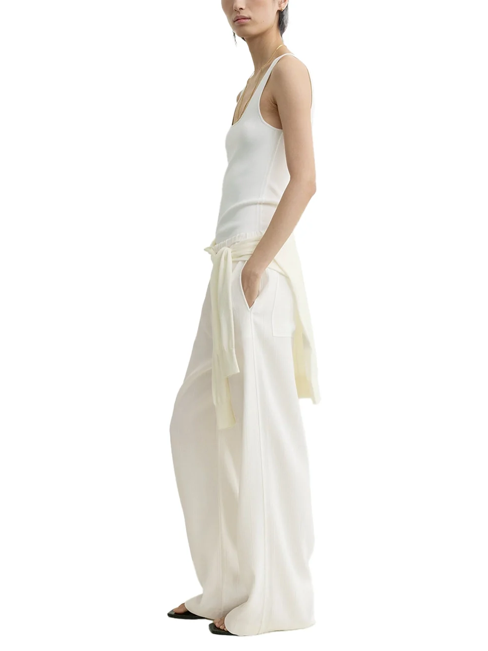 Toteme Woven Stripe Trousers Meringue - Image 3