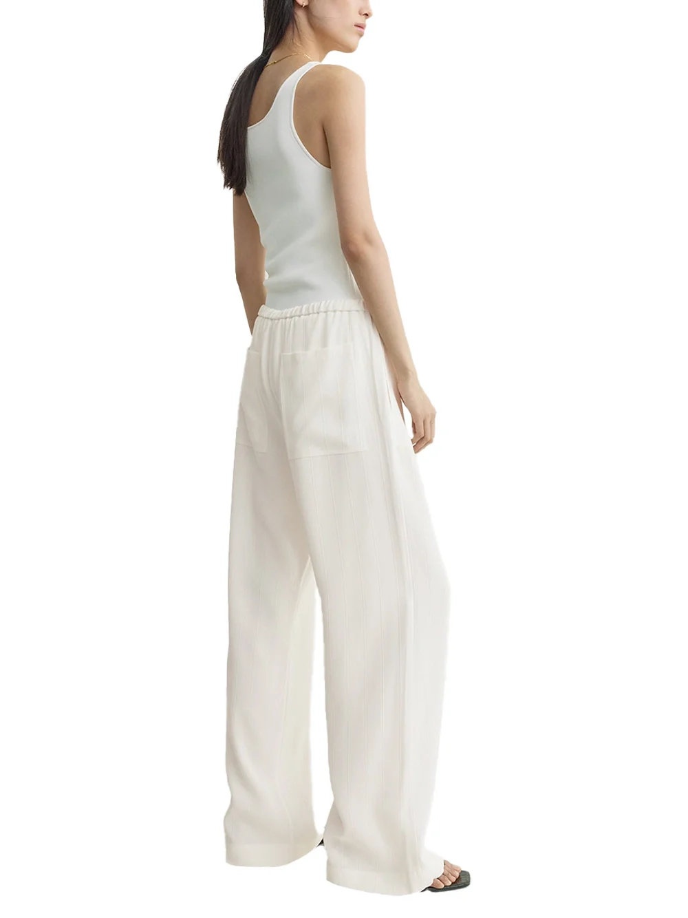 Toteme Woven Stripe Trousers Meringue - Image 4
