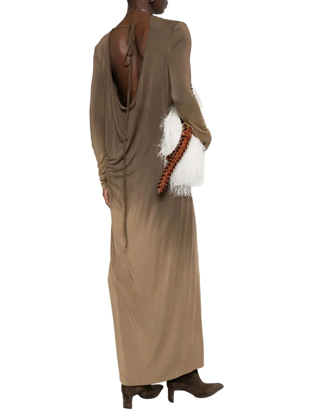 Uma Wang Dea Dress Olive / Brown - Image 4