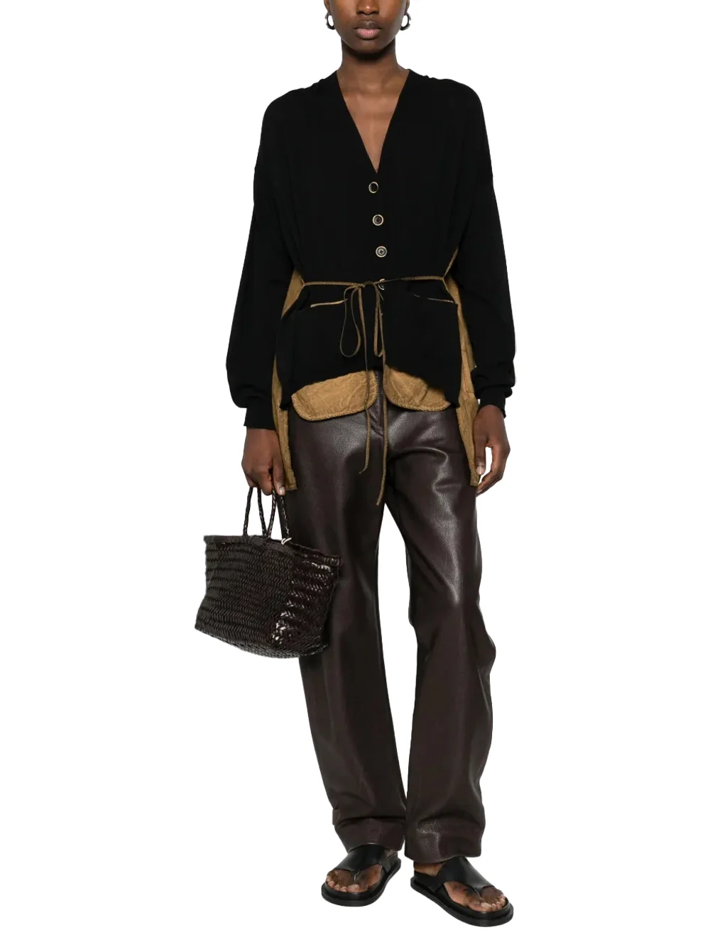 Uma Wang Front-Pocket Cardigan Black/Mustard - Image 2