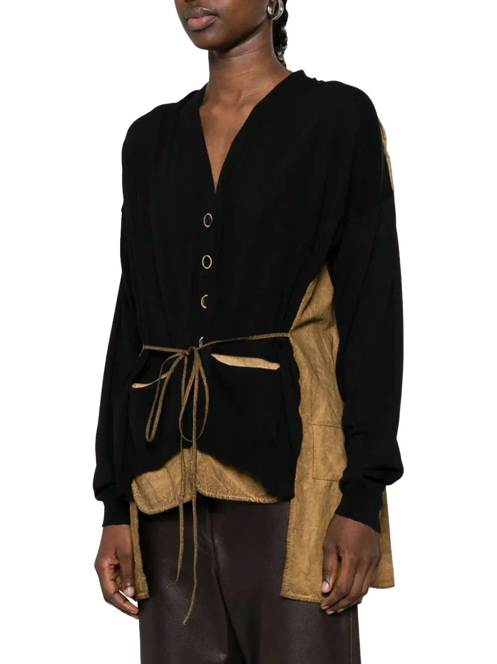Uma Wang Front-Pocket Cardigan Black/Mustard - Image 3